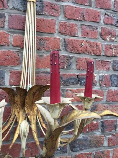 Pair of Large Art Deco Wall Sconces, in Lacquered Metal, Circa 1940