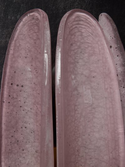 Tre pezzi in vetro di Murano rosa