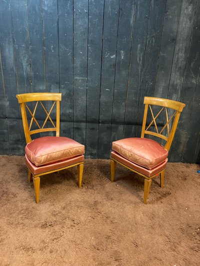 Maurice HIRSCH , paire de chaises néo classiques circa 1940/1950