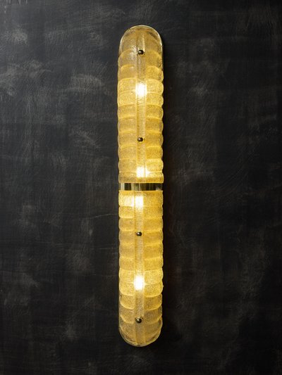 Applique da parete in ottone tubolare e vetro di Murano