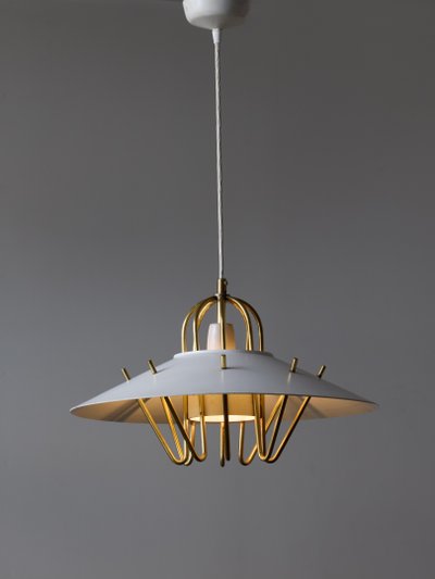 Danish pendant light in lacquered metal and brass
