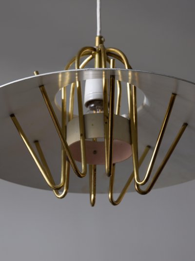 Danish pendant light in lacquered metal and brass