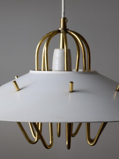 Danish pendant light in lacquered metal and brass