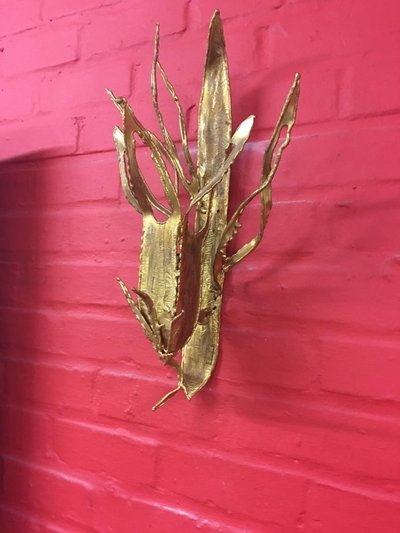 Paul Moerenhout, Pair of Brutalist Brass Sconces Circa 1970