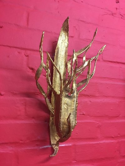 Paul Moerenhout, Pair of Brutalist Brass Sconces Circa 1970