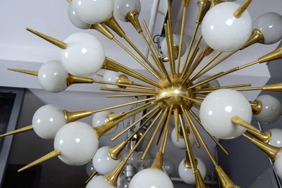 Sputnik-Kronleuchter mit grauen Murano-Glaskugeln
