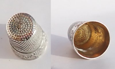 Coffret nécessaire De Couture Ancien fin XIXe début XXe En Argent Massif ciseaux dé à coudre