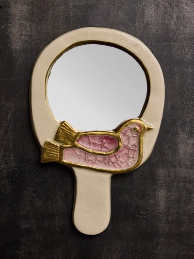 Mithe Espelt hand mirror with ceramic frame