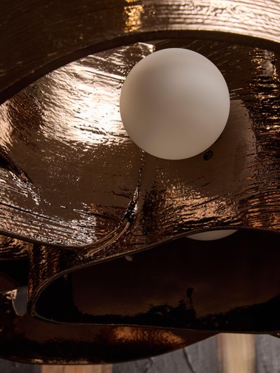 Curve chandelier by Olivia Cognet with silver glaze