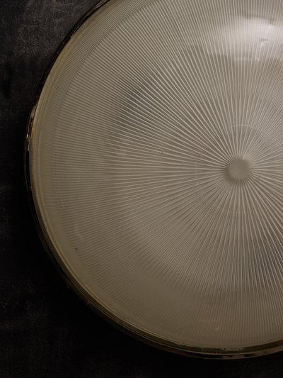 Large Sergio Mazza dome ceiling light in brass and glass