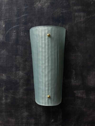 Teal Smoked Murano Glass Fluted Wall Sconces
