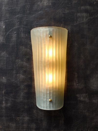 Teal Smoked Murano Glass Fluted Wall Sconces