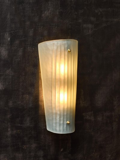 Teal Smoked Murano Glass Fluted Wall Sconces