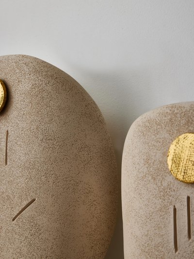 Earthenware Mask O wall lights by Françoise Bergaglia