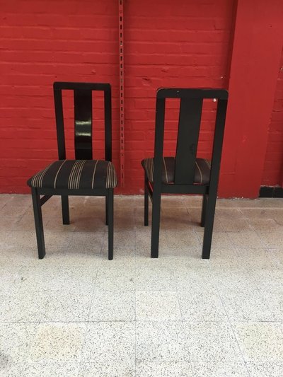 De Coene, 6 Stühle aus geschwärzter Eiche, ca. 1950/1960