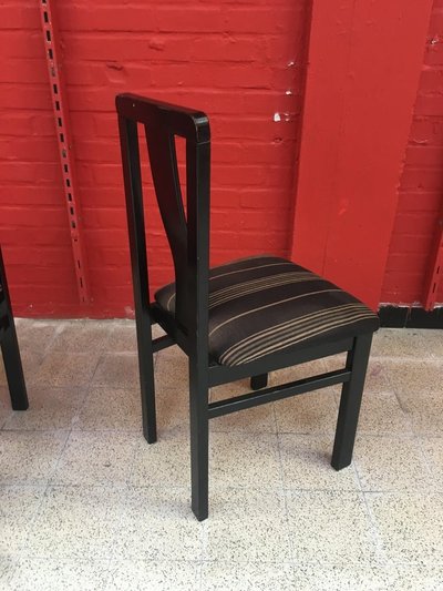 De Coene, 6 Stühle aus geschwärzter Eiche, ca. 1950/1960