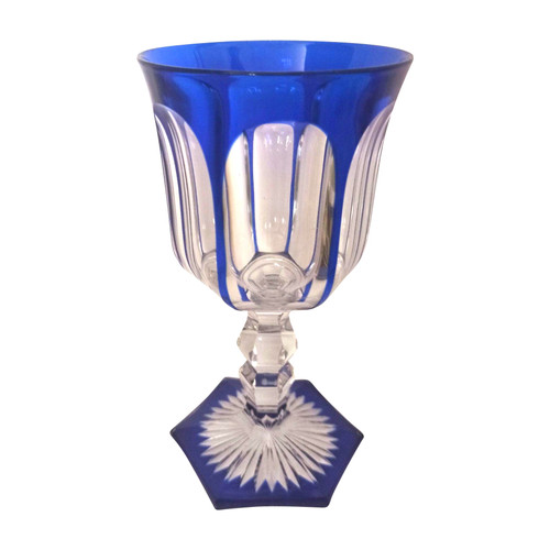 Cristallo blu con rivestimento in vetro probabilmente Baccarat