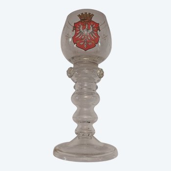 Enamelled Alsace wine glass with coat of arms