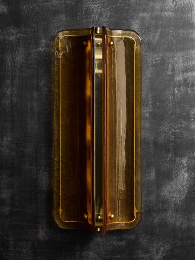 Grandi applique in vetro di Murano e ottone arancio