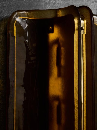 Grandi applique in vetro di Murano e ottone arancio