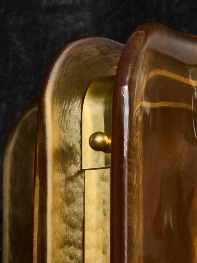 Grandi applique in vetro di Murano e ottone arancio