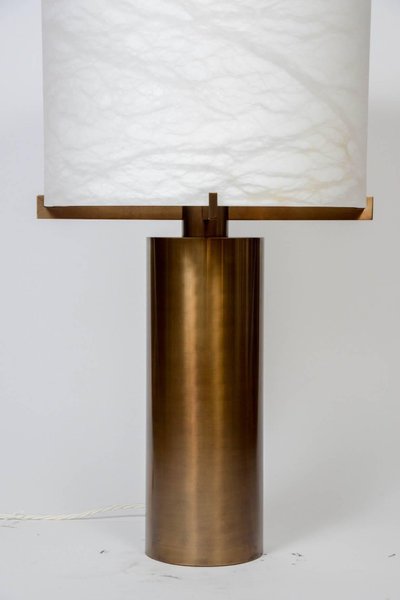 Glustin Luminaires Creation - Lampe de bureau avec abat-jour en laiton et albâtre