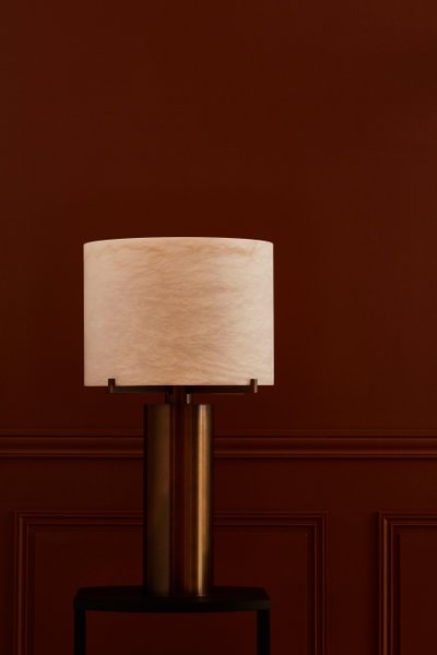 Glustin Luminaires Creation - Lampe de bureau avec abat-jour en laiton et albâtre