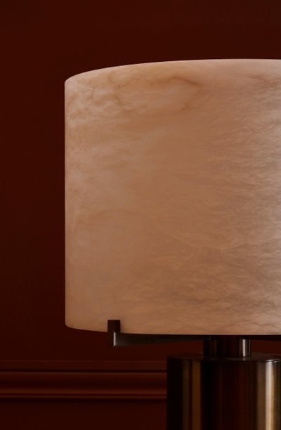 Glustin Luminaires Creation - Lampe de bureau avec abat-jour en laiton et albâtre