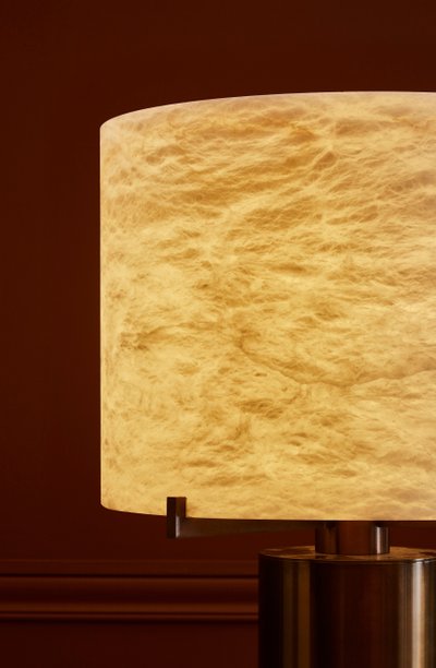 Glustin Luminaires Creation - Lampe de bureau avec abat-jour en laiton et albâtre