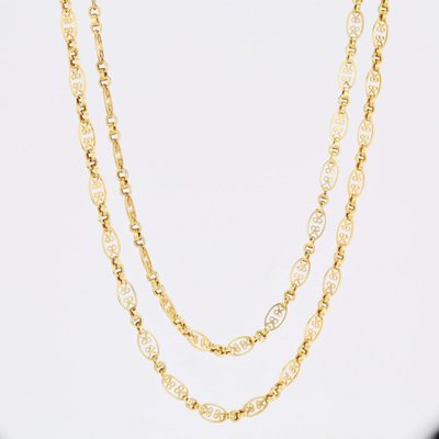 Antike Sautoir-Halskette aus Gelbgold