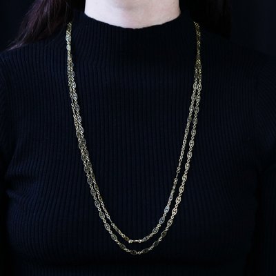 Antike Sautoir-Halskette aus Gelbgold