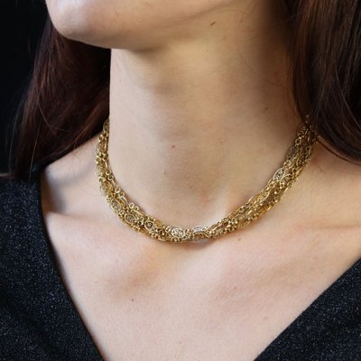 Antike Sautoir-Halskette aus Gelbgold