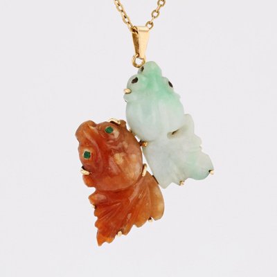 Pendentif jade carpes Koi