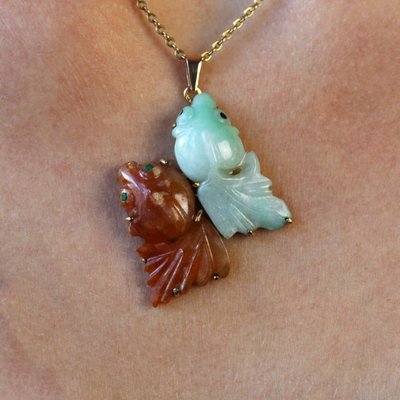 Pendentif jade carpes Koi