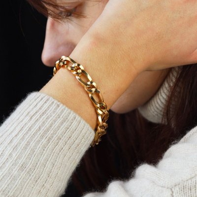 Bracelet or rose gourmette alternée