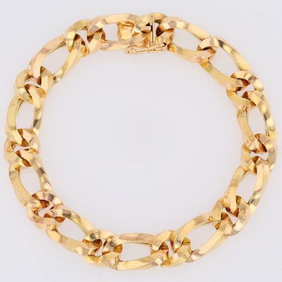 Bracelet or rose gourmette alternée