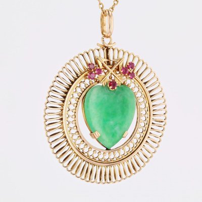 Pendentif or jaune jade cœur