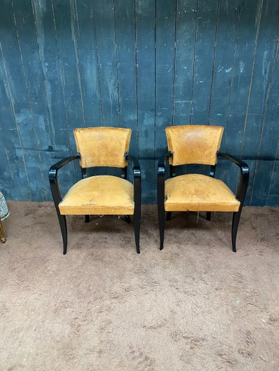 Paar vollständig restaurierte Art-Deco-Sessel circa 1930