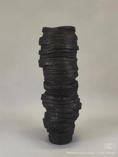 Gilles CAFFIER (1963) large textured ceramic vase, signed and dated