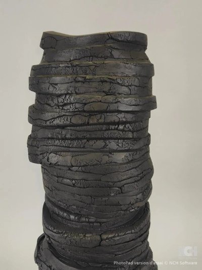 Gilles CAFFIER (1963) large textured ceramic vase, signed and dated