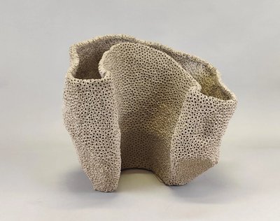 Gilles CAFFIER (1963) free-form ceramic vase, signed and dated