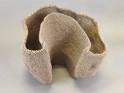 Gilles CAFFIER (1963) free-form ceramic vase, signed and dated