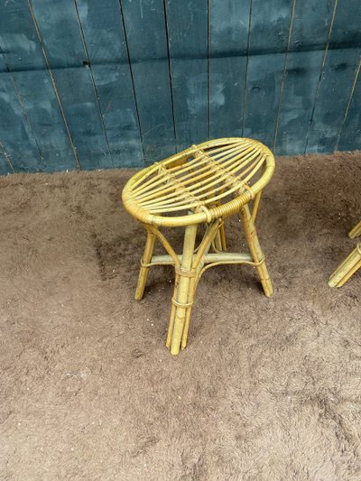 suite de 6 tabourets en bambou circa 1970