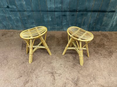 suite de 6 tabourets en bambou circa 1970