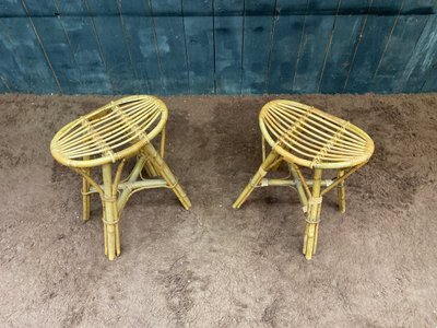 suite de 6 tabourets en bambou circa 1970