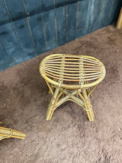 suite de 6 tabourets en bambou circa 1970