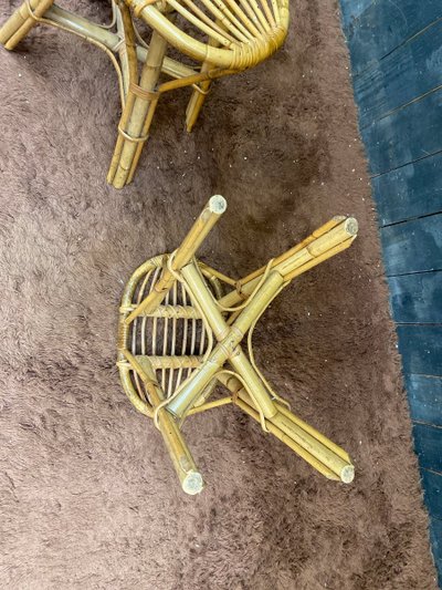 suite de 6 tabourets en bambou circa 1970