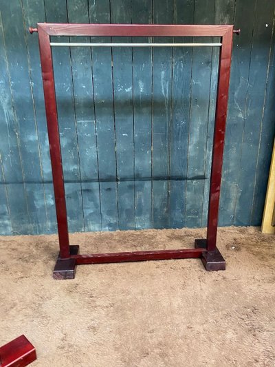 Due appendiabiti in legno tinto e ottone 1970/1980 ca.