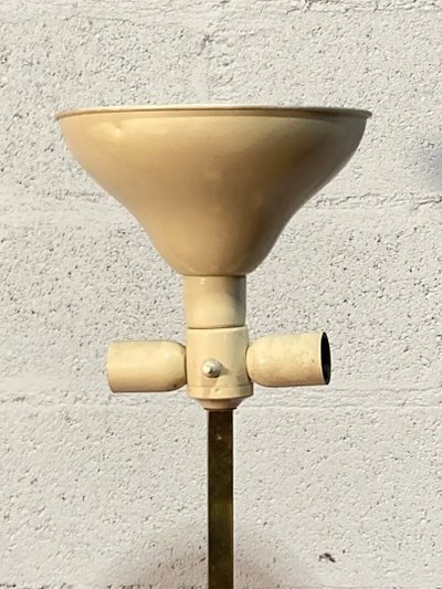 chic floor lamp in mahogany, brass and perpex circa 1970
