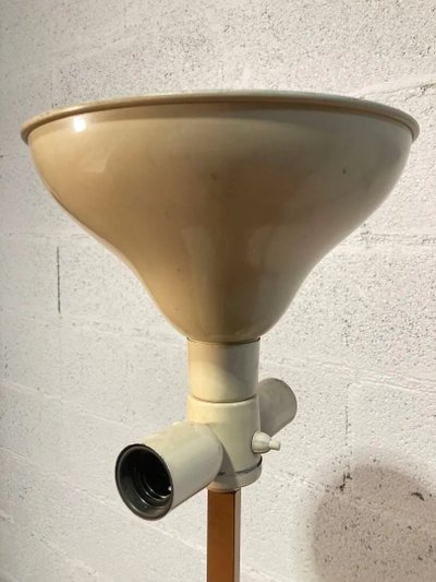 chic floor lamp in mahogany, brass and perpex circa 1970